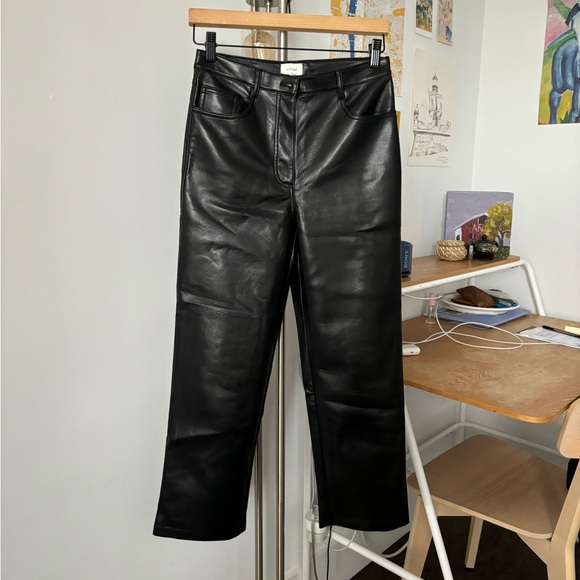 Aritzia Wilfred Melina black faux leather pants, petite/straight fit - Picture 2 of 5